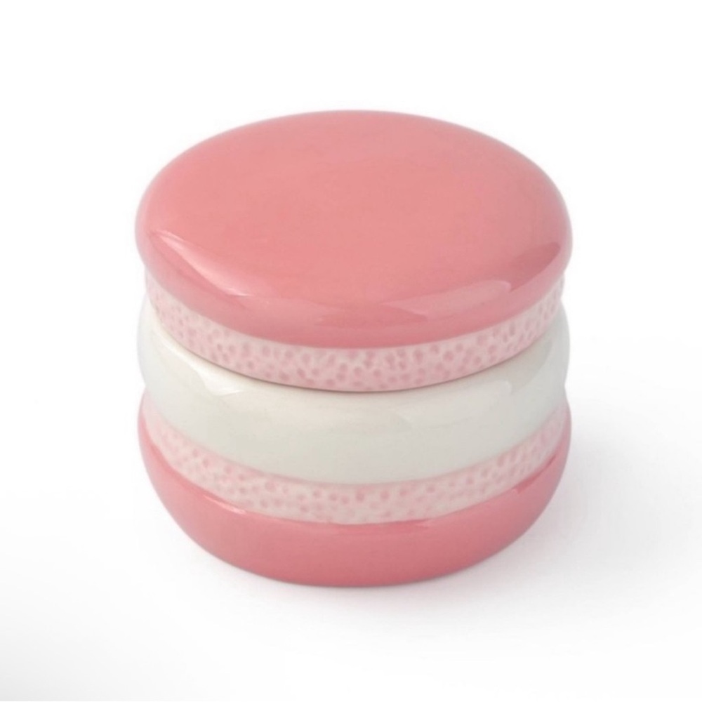 3 for $15 SALE New Target Bullseye Ceramic Pink & White Macaron Trinket Box